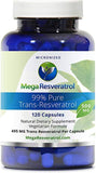 Mega Resveratrol, Pharmaceutical Grade,99% Pure, Isolate, Micronized Trans-Resveratrol, 120 Veggie Caps, 500mg per Capsule. Purity Certified. Absolutely NO Toxic “inactive” Ingredients Added.