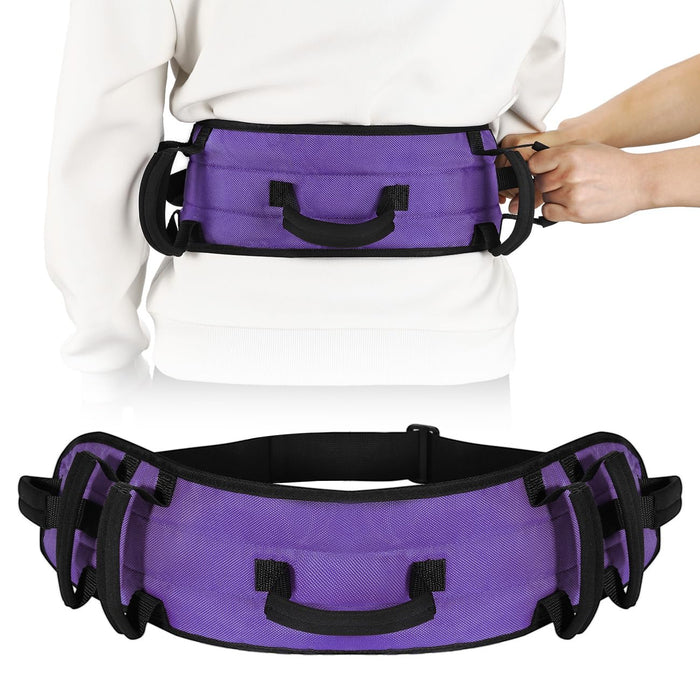 Rhino Valley Gait Belt Transfer Belt for Senior with 7 Handles, Lift Belt with Quick Release Buckle, 59" Anti-Slip Transfer Belt for Elderly, Medical Nursing Safety Patient Assist, Purple + Black