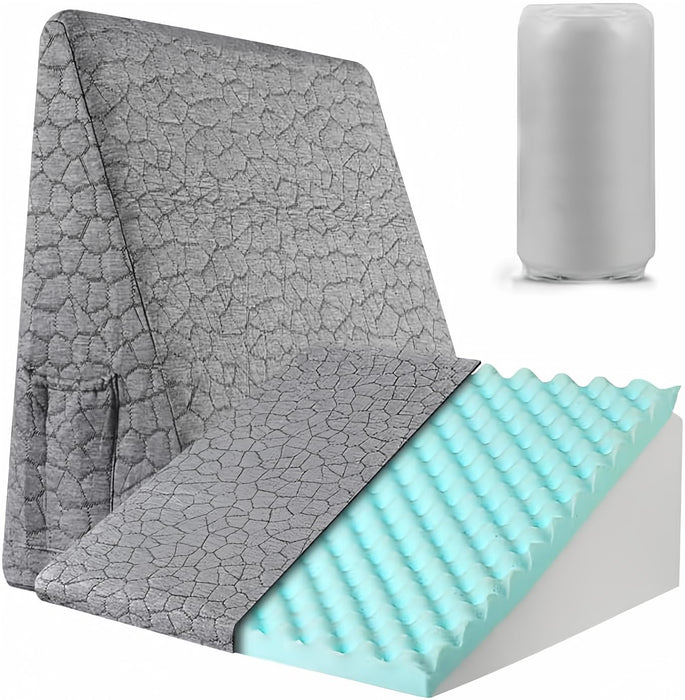 Bespilow Triangle Wedge Pillow for Sleeping Bed Wedge Pillow for After Surgery Elevated Pillow Wedge for Acid Reflux Gerd Snoring Back Pain, 2 Exclusive Pockets | Cooling Gel Memory Foam Top