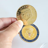 TAOMEINONG 2Pcs Trump 2024 Challenge Coin Trump Coins Gold Plated American Eagle Commemorative Coin Collectibles Item with Case