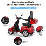 Heavy Duty 4 Wheel Mobility Scooters for Seniors & Adults 500lbs Capacity - Electric Powered Chair - 800W All Terrain Fast Mobility Scooter for Travel w/Long Range Battery Remote Key