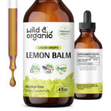 Lemon Balm Tincture - Organic Lemon Balm Liquid Extract - Lemon Balm Herb Drops - Vegan, Alcohol Free Supplement - 4 fl oz