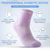 Bulinlulu Diabetic Socks for Women&Men,6 Pairs Non Binding Diabetic Ankle Socks,Wide Socks with Seamless Toe Size 6-9 9-11(Medium-Pure)