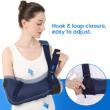 Velpeau Arm Sling with Waist Strap -Ventilated & Breathable Support Brace for Shoulder, Rotator Cuff, Elbow, Hand injury (Mesh-Blue, Left, Medium)