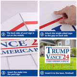 Probsin Trump Vance 2024 Yard Sign Double Sided 16" x 24" Trump Vance'24 Take America Back MAGA Signs Voted for Trump Vance Outdoor Decorations for Lawn, Garden, Window, Party Supplies (White)