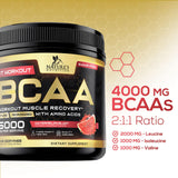 BCAA Powder - Post Workout Muscle Recovery Support Supplement, Pre Workout Energy 2:1:1 with Essential Amino Acids, Keto, Sugar Free, 4g BCAAs plus 1g Glutamine per Serving, Watermelon - 45 Servings