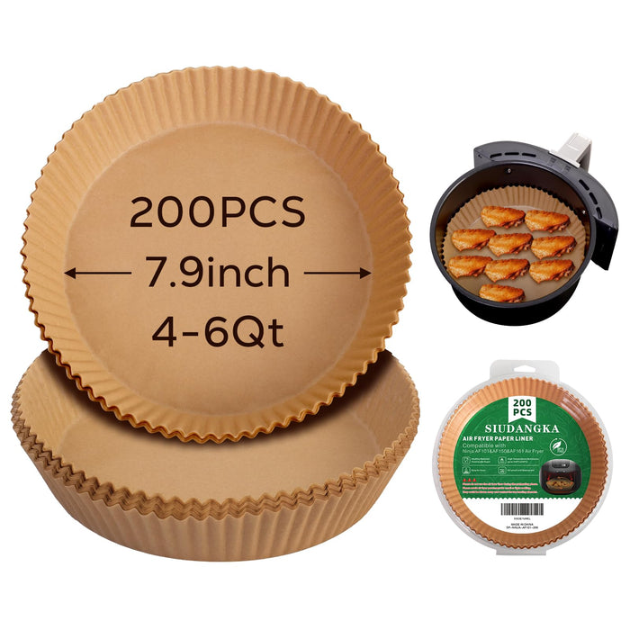 SIUDANGKA 200 Pcs Air Fryer Liners - Disposable Parchment Paper Sheets for Ninja Air Fryer AF101 & AF150 XL