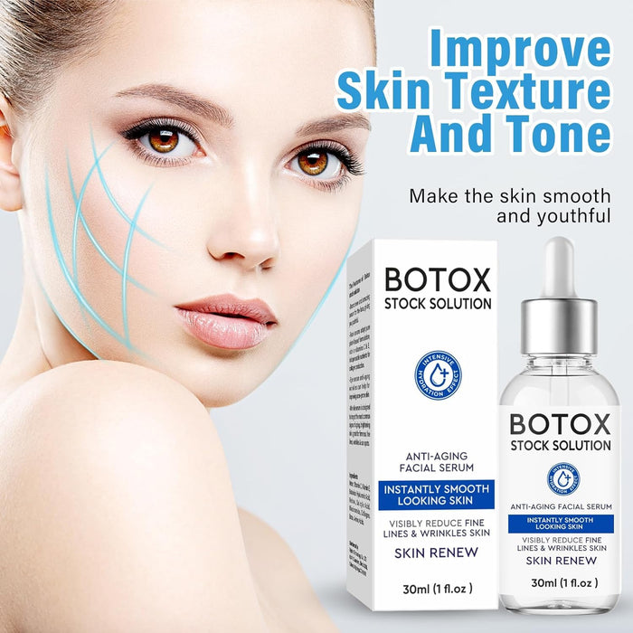 Botox Face Serum, Botox Stock Solution Facial Serum with Vitamin C & E, Instant Face Lift & Anti Aging Serum, Boost Skin Collagen, Reduce Fine Lines, Wrinkles, Plump Skin