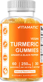 Vitamatic 2 Pack Turmeric Gummies with Ginger & Black Pepper Extract - 95% Curcuminoids - 60 Vegan Gummies
