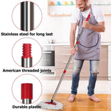 Qulable Spin Mop Replacement Handle - 4-Section 30" to 58" Mop Handle Replacement Stick Compatible with O-Ceda Spin Mop, EasyWring Mop Handle for Floor Cleaning(Mop Head&Base not Include) (2 Pack Red)