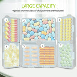 FYY 2 Pcs Daily Pill Organizer, 7 Compartments Portable Pill Case Travel Pill Organizer,[Folding Design]Pill Box for Purse Pocket to Hold Vitamins,Cod Liver Oil,Supplements and Medication-Grey