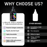 Liquid Collagen for Women and Men & Ashwagandha - 100,000MCG Hydrolyzed Collagen Peptides, Liquid Ashwagandha, Elderberry, L-theanine - Beauty Collagen for Hair Growth, Skin,Nails - Collagen Drops 2oz