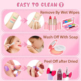 Kids Washable Makeup Girl Toys - Kids Makeup Kit for Girl, Real Make Up Set, Little Girls Makeup Kit for Toddler Kid Children Princess, Christmas Birthday Gift Toys for Girl 4 5 6 7 8 9 10 Year Old