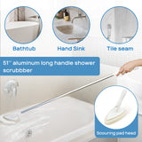 Qaestfy Shower Scrubber Cleaning Brush Combo Bath Tub Tile Cleaner Scrubber Brush with 51'' Adjustable Long Handle Scrub Brush for Bathroom Shower Bathtub Wall Mop Cleaning Scrubbing