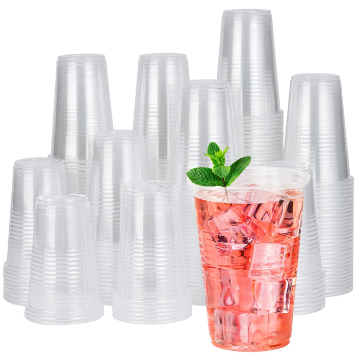 500 pack 9 oz Disposable Plastic Cups, Clear Plastic Cups Tumblers, Disposable Cups Bulk, Transparent for Wedding, Thanksgiving, Birthday, Halloween, Christmas Party