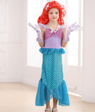 iTVTi Little Girls Mermaid Costume for Girls Princess Dress Up Ariel Outfits with Accessories Wig Birthday Party Halloween Cosplay, Blue, 5-6 Years(Tag 130)