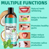 Tudiqe 2 Pack Coconut Pulling Oil, Natural Pulling Oil with Coconut & Peppermint Oil-Mouthwash for Oral Care, Mint Oil Pulling Mouthwash with Tongue Scraper, Supports Healthy Gums, Fresh Breath