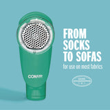 Conair Fabric Shaver and Lint Remover, Battery Operated Portable Fabric Shaver, Green, CLS1GX