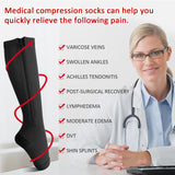 Ailaka 3 Pairs Compression Socks with Zipper, 15-20 mmHg Medical Knee High Compression Socks for Men Women, Open Toe Socks for Varicose Veins, Edema, Recovery