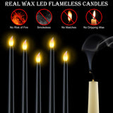 Enhon 8 Pieces Flameless Taper Candles 10 Inch LED Candles Battery Operated Flickering Candles for Wedding Christmas Dinner Church Spell Holiday Advent Rituals(Black)