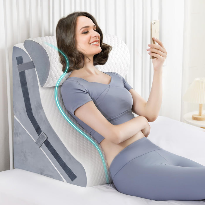 Wedge Pillow for Sleeping, Orthopedic Bed Wedge Pillow Set, 15-in-1 3PCS Adjustable Memory Foam Wedge Pillow Post Surgery, 9 &16 & 20 inches Height 3-in-1 Incline Wedges Pillows