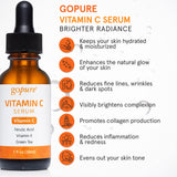 goPure Vitamin C Serum for Face - Radiance-Boosting Face Serum for Glowing Skin, Formulated with Antioxidants Vitamin C and Ferulic Acid to Support more Even-Toned and Brighter-Looking Skin - 1 fl oz