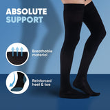 ABSOLUTE SUPPORT Men’s Thigh High Compression Stockings, Opaque, Graduated Support for Lymphedema & Swelling, Sizes up to 7XL