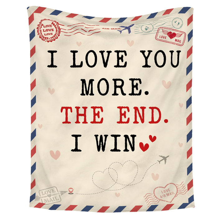 WRAPIX Christmas Anniversary Couple Gifts for Women - I Love You More Soft Fleece Throw Blanket 50x60 in - Birthday Romantic Gifts for Girlfriend Boyfriend Wife Husband, I Love You Gift for Him Her