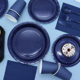 Gudvilla 168Pcs Navy Blue Party Supplies for Navy Blue Party Decorations includes Paper Plates and Napkins Cups Utensils,Blue Disposable Plates Set for Boy Baptism Birthday Graduation Serve 24 Guests