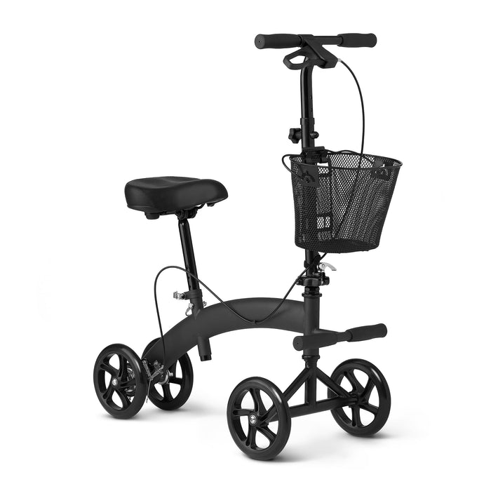 Medline Manual Seated Mobility Scooter Knee Walker, 8” Wheels, 300 lbs. Capacity, Black- for Leg & Foot Injuries, Crutch Alternative, 1 Ct.