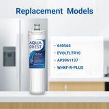 AQUA CREST Replacement 640565 Refrigerator Water Filter, Compatible with Bosch 640565, EVOLFLTR10 AP3961137, 3M Cuno CS-52, Whirlpool WHKF-R-PLUS, Pack of 3