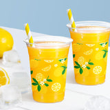 Blulu 60 Pcs Lemon Hawaiian Luau Party Plastic Cups Bulk 16 oz Lemon Disposable Cups Summer Tropical Party Plastic Cups Hot Cold Drinks Cups for Summer Party Decorations Supplies (Lemon)