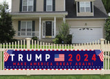 Donald Trump 2024 For President Re Election Campaign Large Banner Sign Flag with Brass Grommets,Trump Maga Save America Outdoor Sign House Banner Yard Lawn Decoration 98X18''