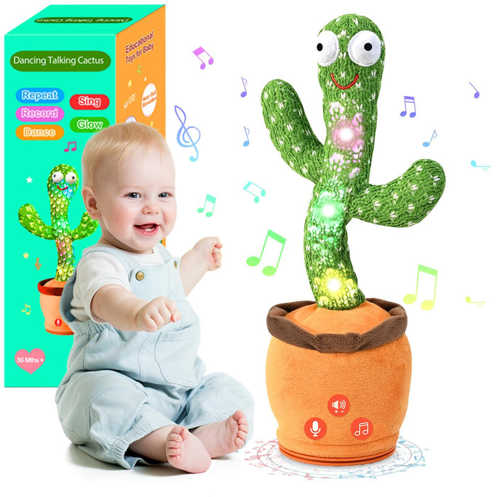 TWORIVER Adjustable Volume Dancing Talking Cactus Toy for Baby, Boys Girls