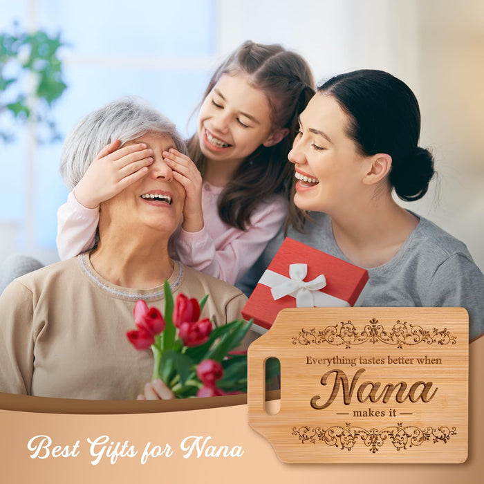 AceThrills Nana Gifts - Engraved Bamboo Cutting Board 12.3"L x 8.7"W x 0.4"Th - Nana Christmas Birthday Gifts for Nana, Nana Gifts from Grandkids