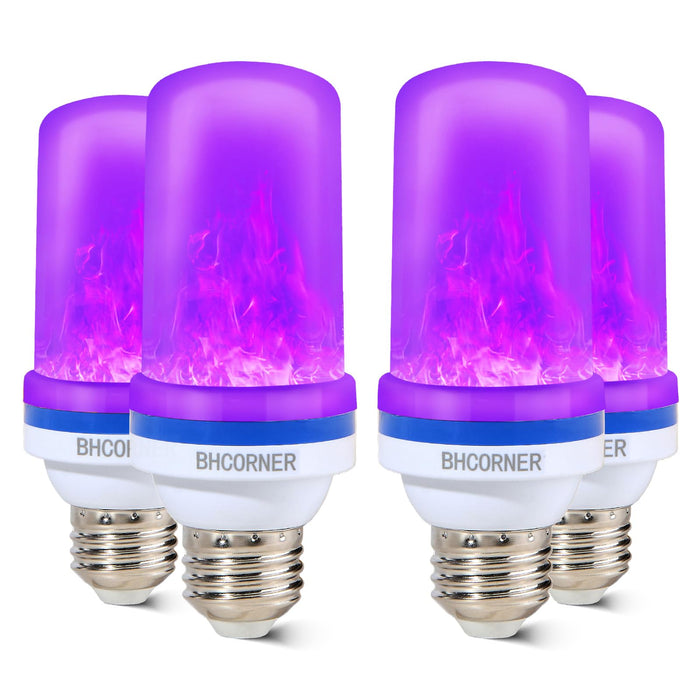 BHCORNER Smaller LED Purple Flame Light Bulbs - Halloween Decorations Light Bulbs,E26/E27 Base Christmas Purple Flickering Light Bulbs Outdoor, led Flame Bulbs for Outdoor Lights (4 Pack)