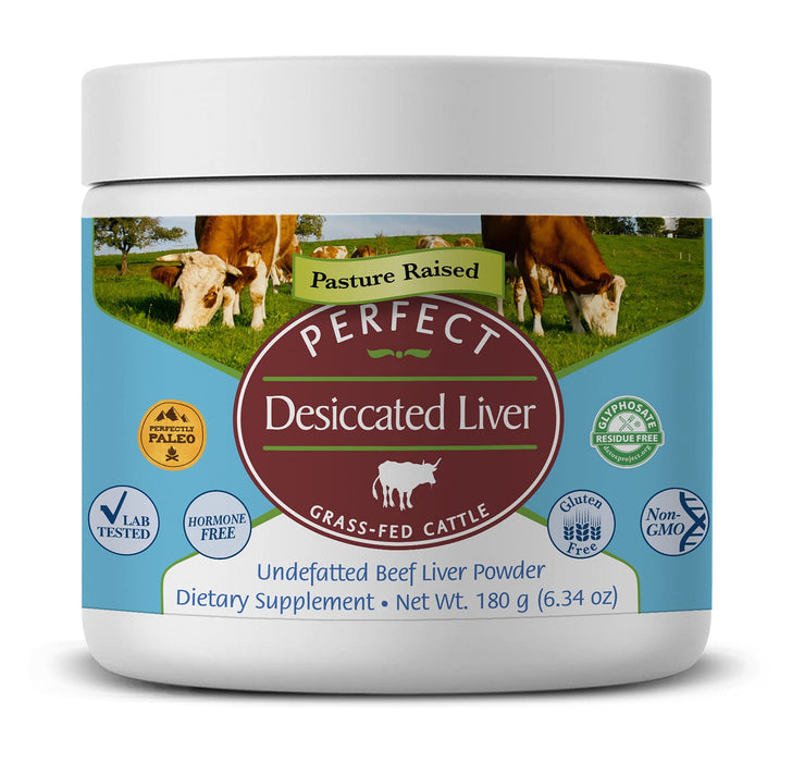 Perfect Supplements – Perfect Desiccated Liver Powder – 180 Grams – Undefatted Beef Liver – Natural Source of Protein, Iron, Vitamins A & B