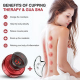 Smart Cupping Therapy Massager,Electric Cupping Set-4 in 1 Gua Sha Massage Tool with 12 Levels Temperature & Suction,Red Light Therapy for Pain Relief,Muscle Soreness,Improves Blood Circulation-Red
