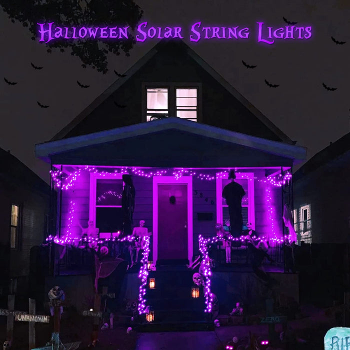 POTIVE 2 Pack Purple Solar Halloween Lights, Total 151ft 400 LED Purple String Lights Outdoor Waterproof, 8 Modes Purple Solar Lights Outdoor for Halloween Yard Tree Christmas Decorations