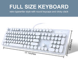 Camiysn Typewriter Style Mechanical Gaming Keyboard, White Retro Punk Gaming Keyboard with Blue Backlit, 104 Keys Blue Switch Wired Cute Keyboard, Round Keycaps for Windows/Mac/PC