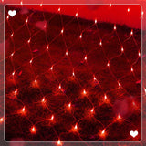 WATERGLIDE Outdoor Christmas Net Lights, 12FT x 5FT 360 LED Mesh String Light with 8 Lighting Mode, Connectable Waterproof Lights for Garden Tree Bushes, Valentines Day Wedding Party Decorations, Red