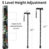 CLOKTA Folding Cane - Walking Cane for Men and Women - Floral,Foldable,Lightweight,Adjustable,Portable Hand-Canes for Seniors & Adults,Comfortable T Handles Walking Stick