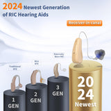 2024 Upgraded RIC Hearing Aids for Seniors Rechargeable Receiver-in-Canal OTC Hearing Aid with Noise Cancelling-Nearly Invisible Digital Hearing Aid Adapts to Mild to Severe Hearing Loss