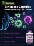 tnvitamins Echinacea Capsules (1500 MG x 180 Capsules) | Supports Health & Well-Being | Echinacea Root Herbal Extract Supplement | Produced in The USA