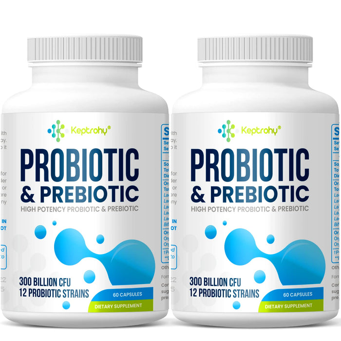 Probiotics for Women and Men, 300 Billion CFU Probiotics from 12 Strains Probiotic, Organic Prebiotics Blend, Shelf Stable Probiotic Supplement for Gut Immune & Digestive Health, 120 Capsules