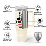 Icesip 40 oz Trump mug coffee Tumbler with Lid and Straw, Donald Trump Merchandise, 40oz Stainless Steel Travel Coffee Cup, Vacuum Insulated Mug for Hot and Cold Drinks, White 1pcs