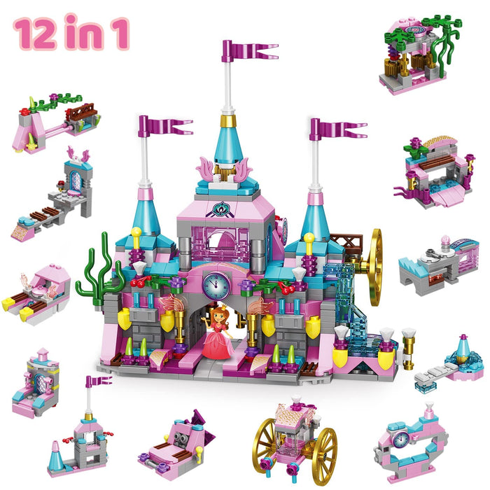 JOYIN 2023 Christmas Advent Calendars 24 Days Countdown Calendars with Girls Princess Castle and Ice Cream Truck Building Blocks for Girls Kids STEM Building Toys Party Favor, Xmas Gifts, Classroom