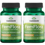 Swanson FemFlora - Feminine Probiotic Supplement - Probiotics for Women - Supporting Flora of The Mouth, GI Tract, and Vagina - 9 Billion CFU Per Capsule - (60 Capsules) (2 Pack)