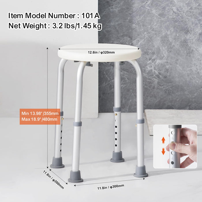 VEVOR Shower Chair for Inside Shower, Adjustable Height Shower Stool, Non-Slip Bench Bathtub Seat Stool for Elderly Disabled Adults Handicap, 300 lbs Capacity