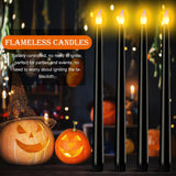 Enhon 8 Pieces Flameless Taper Candles 10 Inch LED Candles Battery Operated Flickering Candles for Wedding Christmas Dinner Church Spell Holiday Advent Rituals(Black)